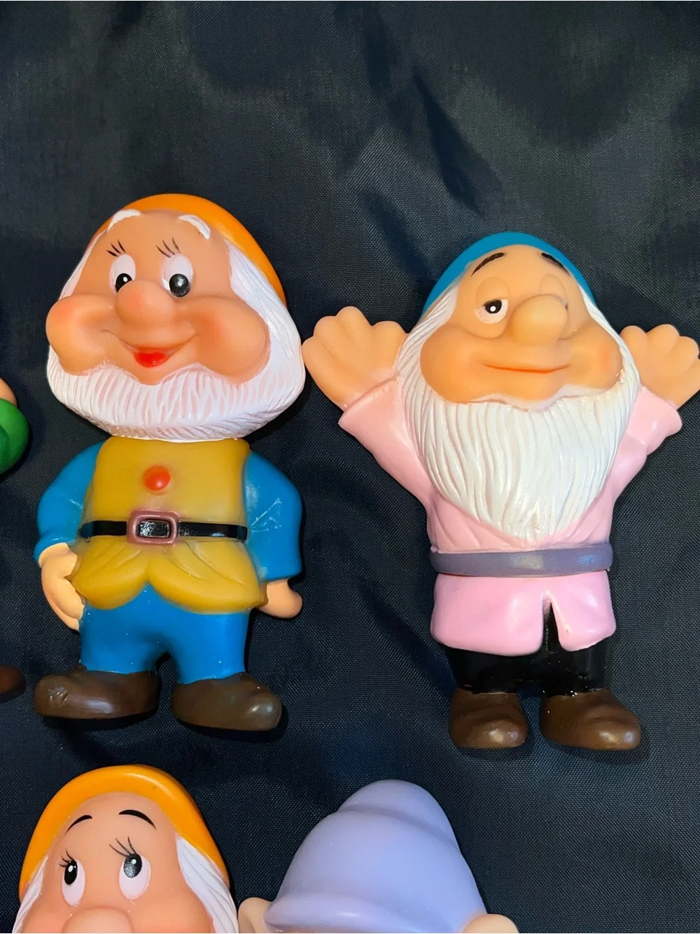 1970s 80s 7 Dwarfs Set 5” Vinyl Squeaky Figures Snow White Vintage Walt Disney
